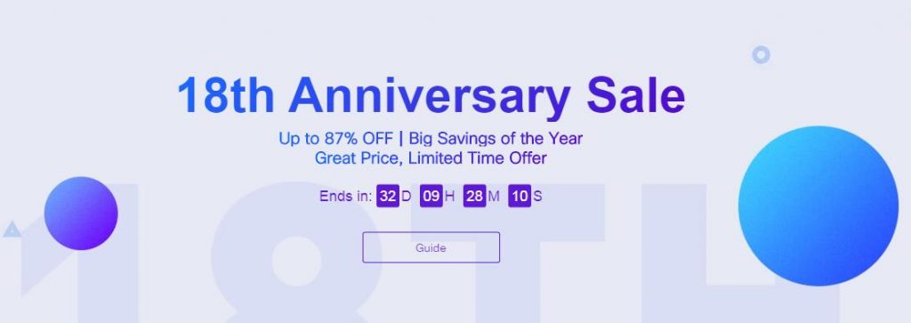 18th Anniversary Sale, Up to 87% Off