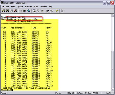 Cisco switch-show mac-address-table