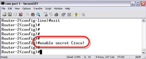 configure password on Cisco router