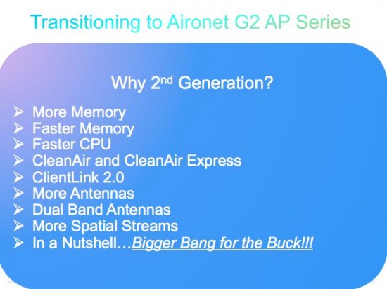 Transitioning to aironet G2 AP series
