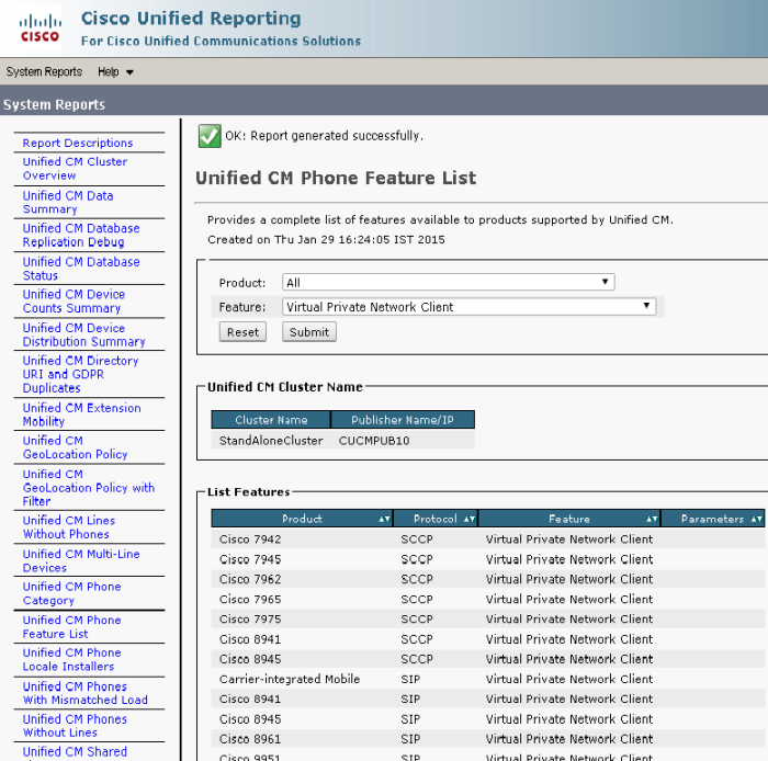 Cisco Unified Reporting