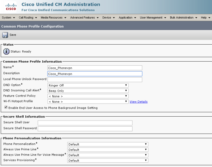 cisco vpn profile configuration software