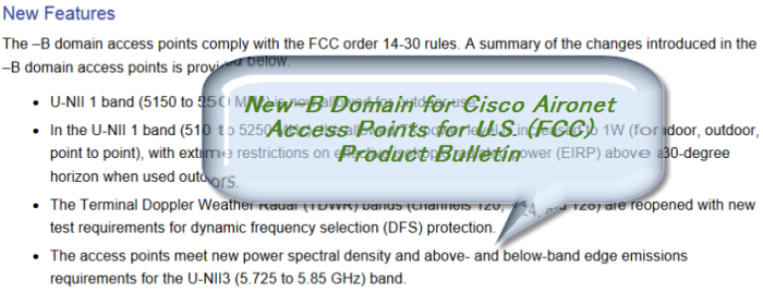 New–B Domain for Cisco Aironet Access Points for U.S. (FCC) Product Bulletin